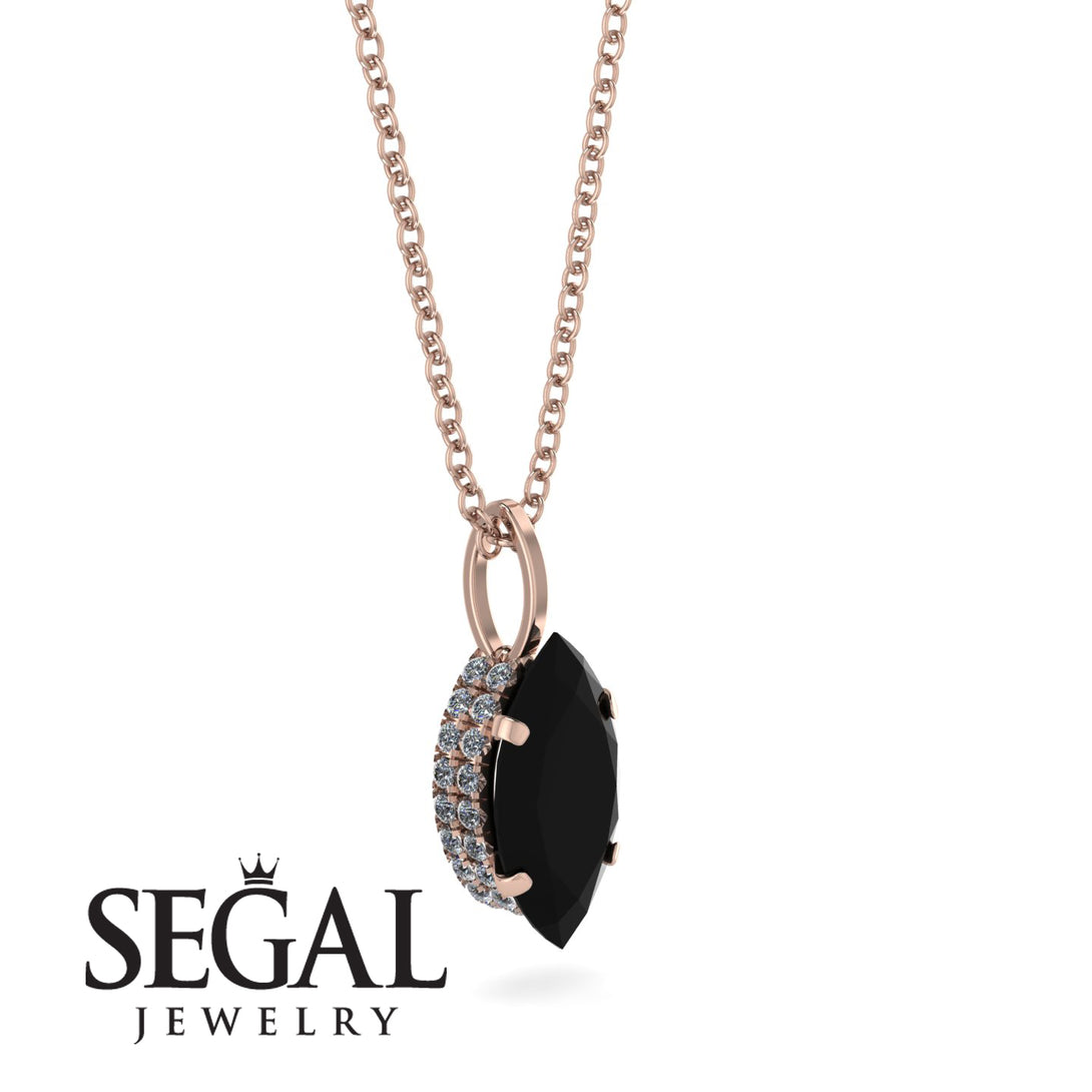 Hidden Halo Marquise Black Diamond Necklace - Journey No. 8