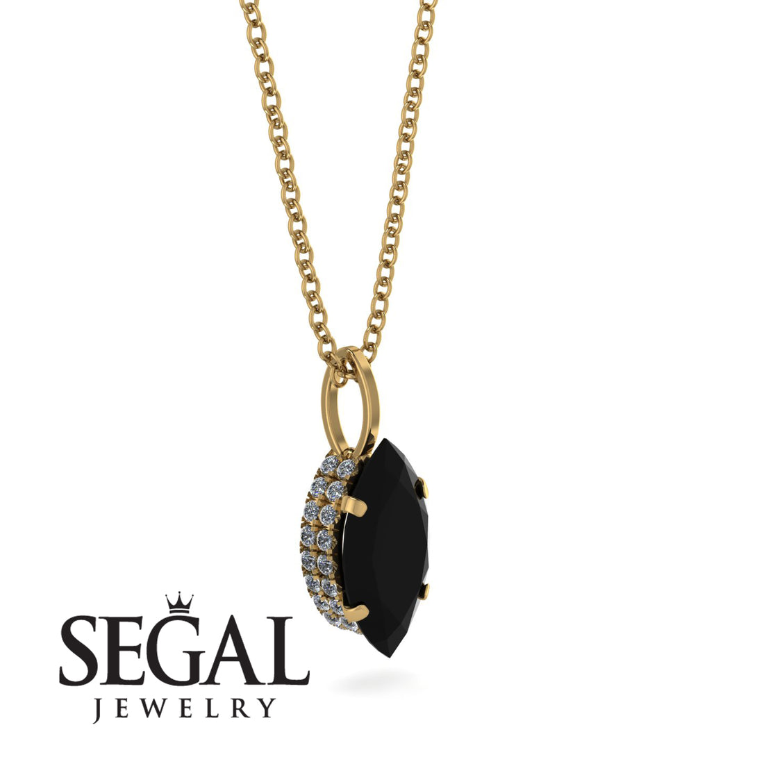 Hidden Halo Marquise Black Diamond Necklace - Journey No. 7