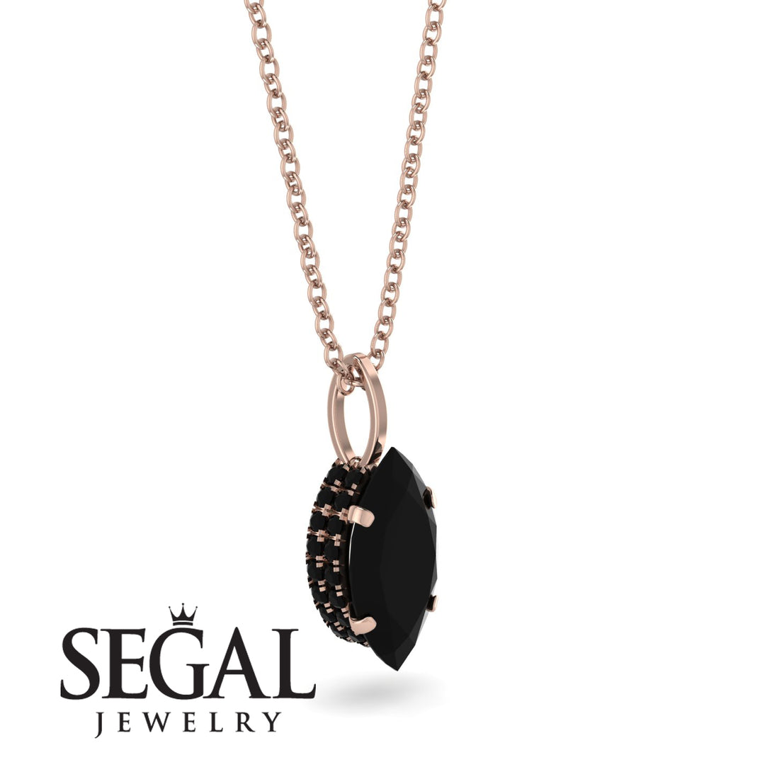 Hidden Halo Marquise Black Diamond Necklace - Journey No. 38