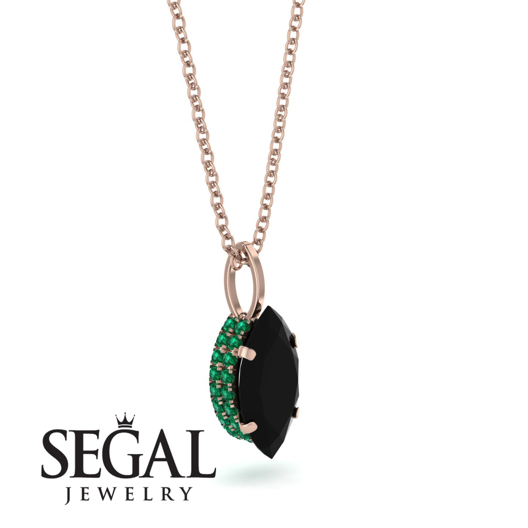 Hidden Halo Marquise Black Diamond Necklace - Journey No. 23