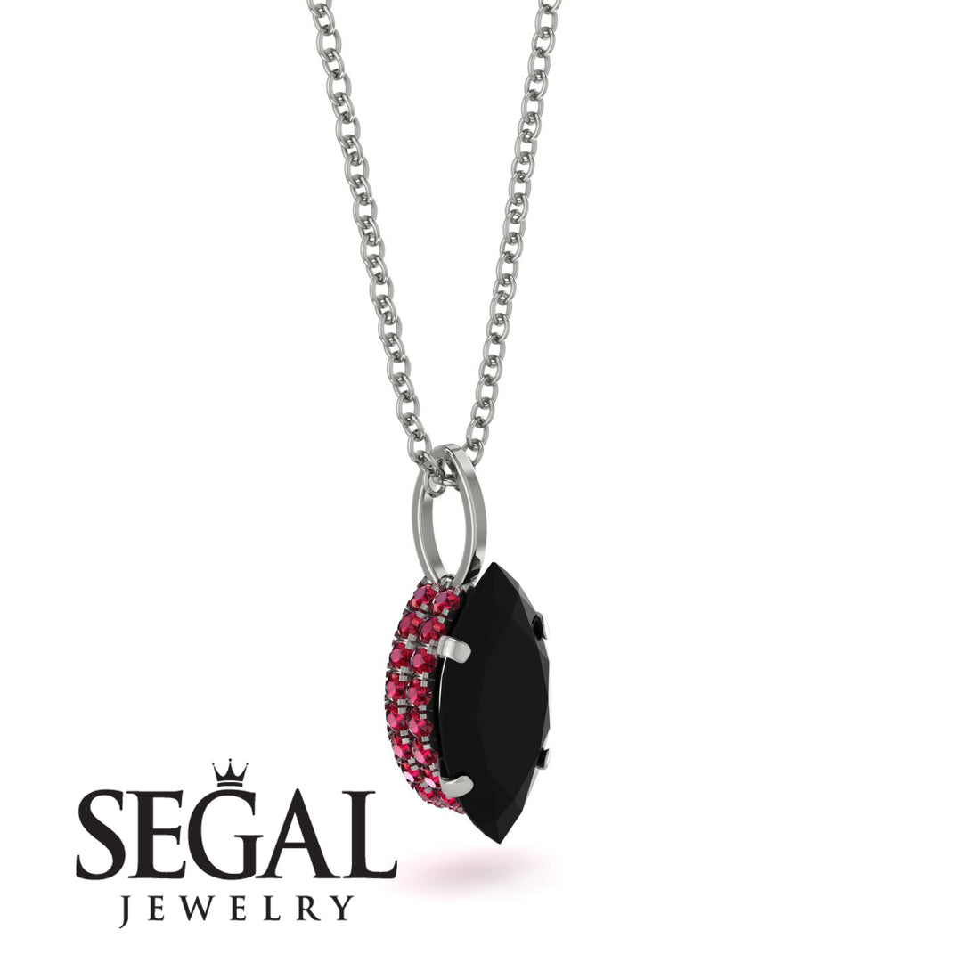 Hidden Halo Marquise Black Diamond Necklace - Journey No. 54