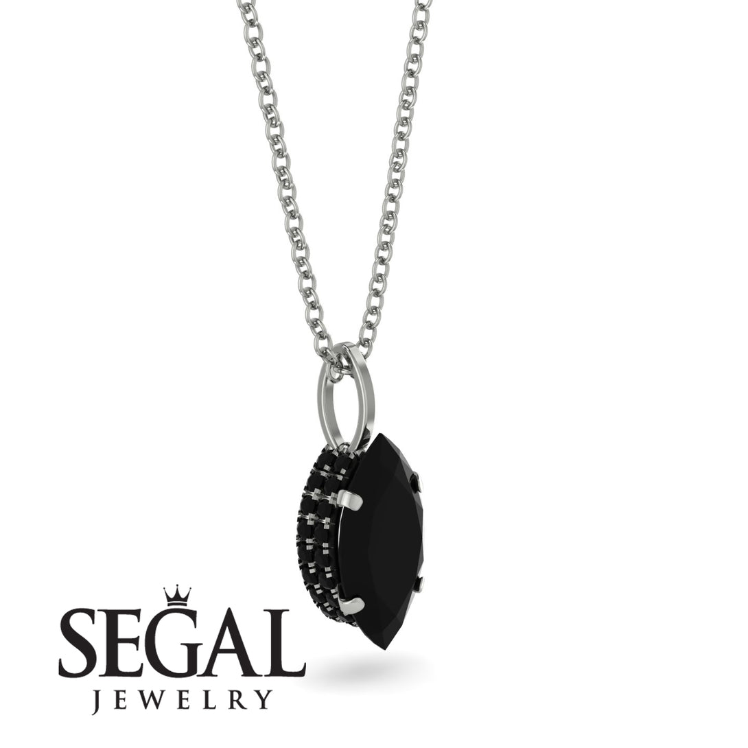 Hidden Halo Marquise Black Diamond Necklace - Journey No. 39