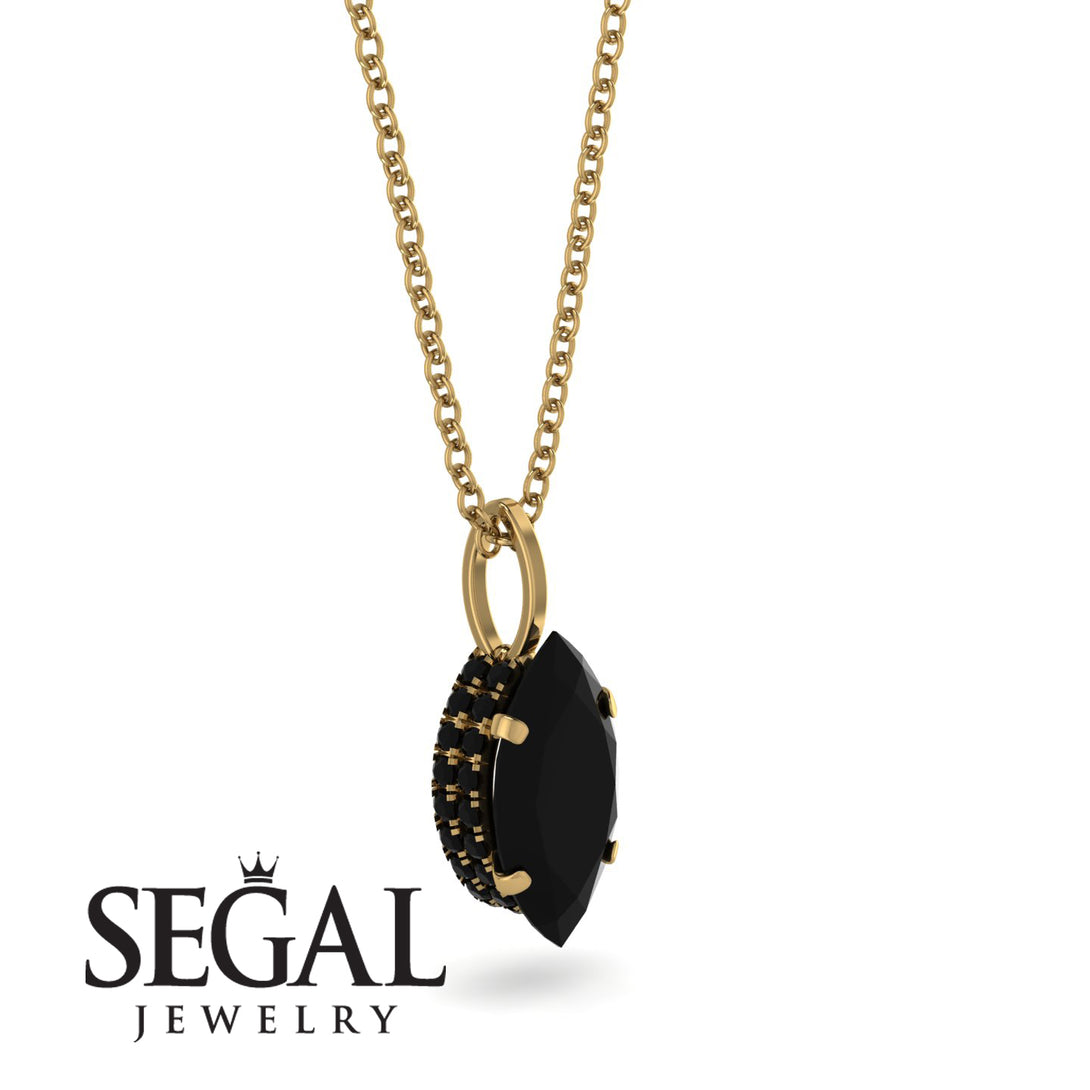 Hidden Halo Marquise Black Diamond Necklace - Journey No. 37