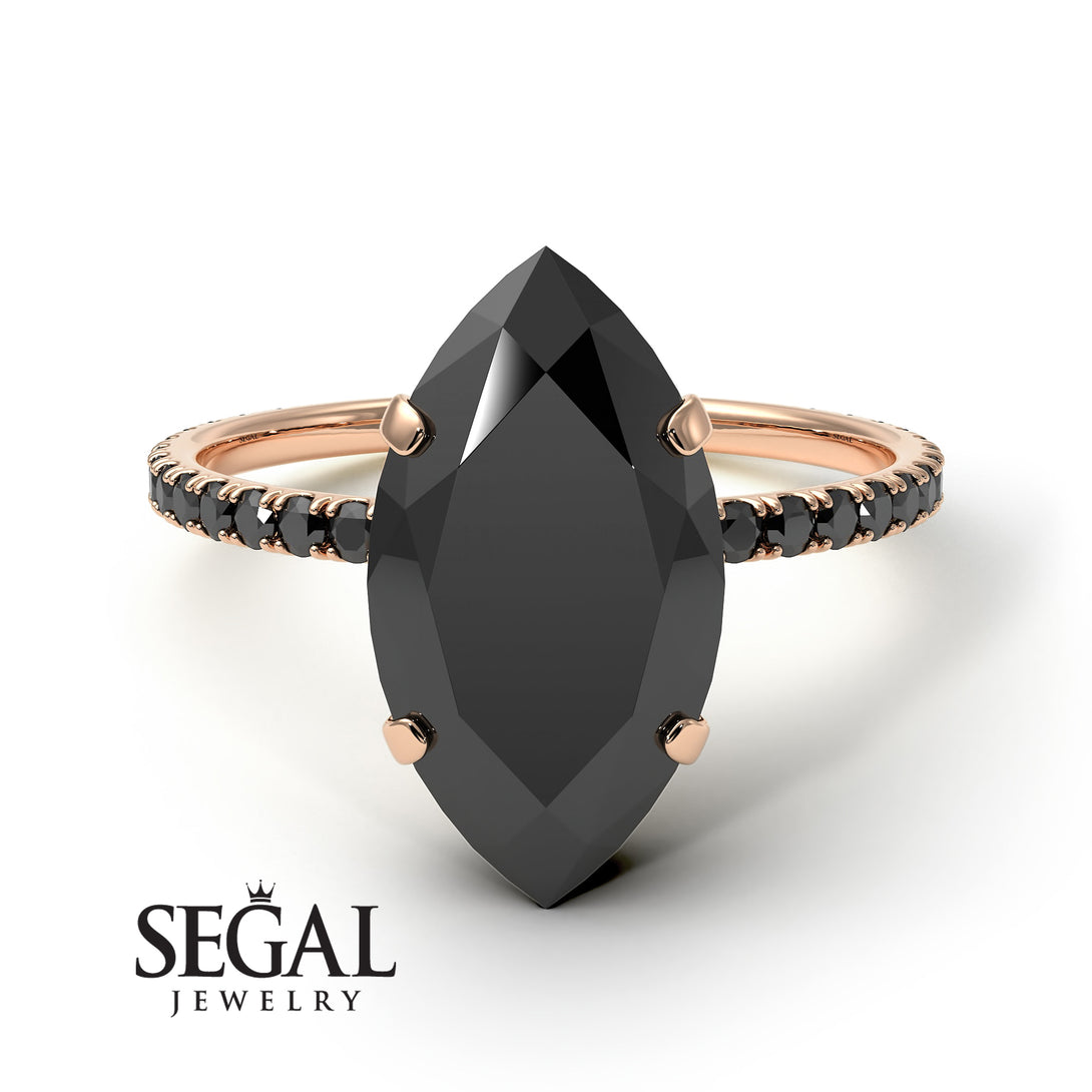 Hidden Halo Marquise Black Diamond Engagement Ring - Journey No. 38