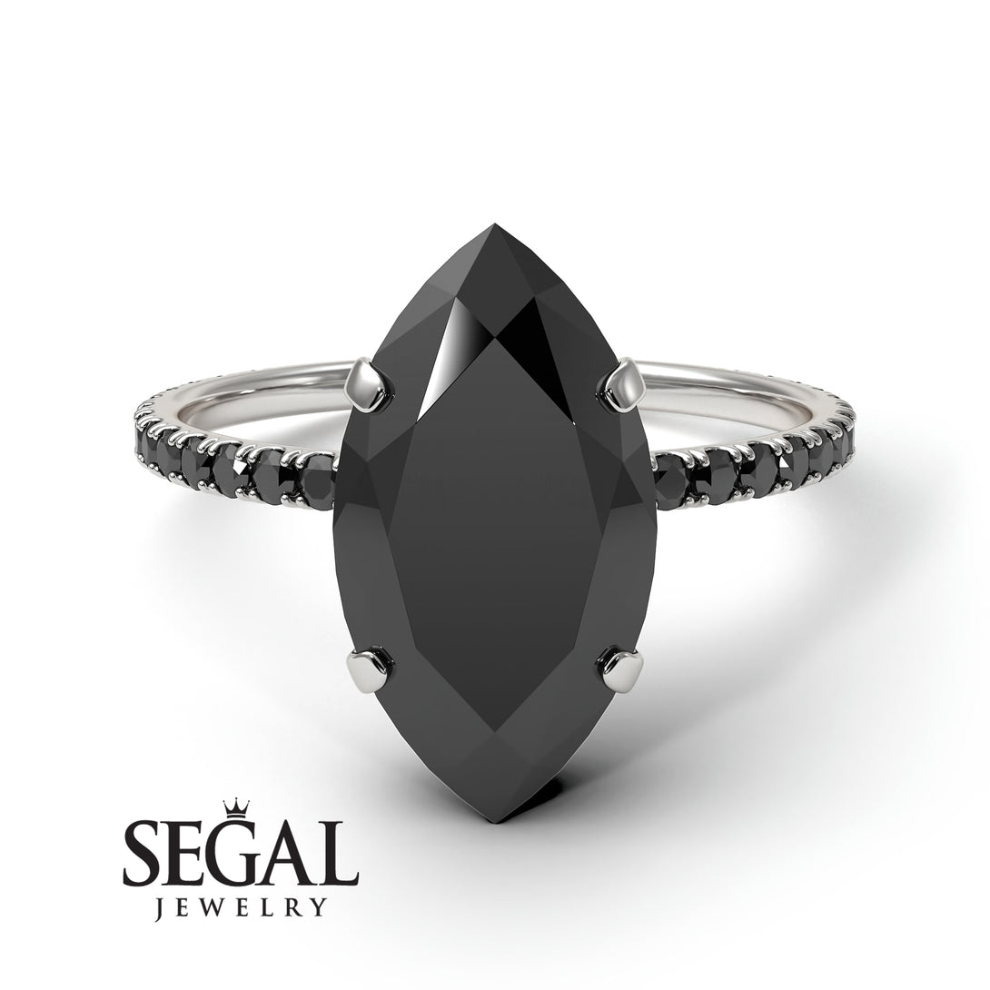 Hidden Halo Marquise Black Diamond Engagement Ring - Journey No. 39