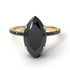 Two Tones Hidden Halo Marquise Black Diamond Engagement Ring - Journey No. 80