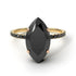 Two Tones Hidden Halo Marquise Black Diamond Engagement Ring - Journey No. 79