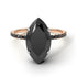 Two Tones Hidden Halo Marquise Black Diamond Engagement Ring - Journey No. 81