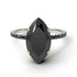 Two Tones Hidden Halo Marquise Black Diamond Engagement Ring - Journey No. 81