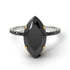 Two Tones Hidden Halo Marquise Black Diamond Engagement Ring - Journey No. 80