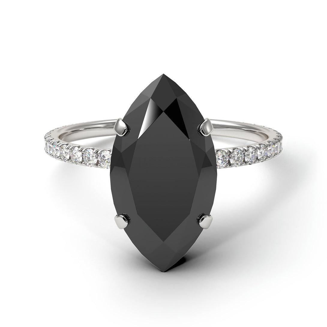 Salvador's Hidden Halo Marquise Black Diamond Engagement Ring - Journey No. 90