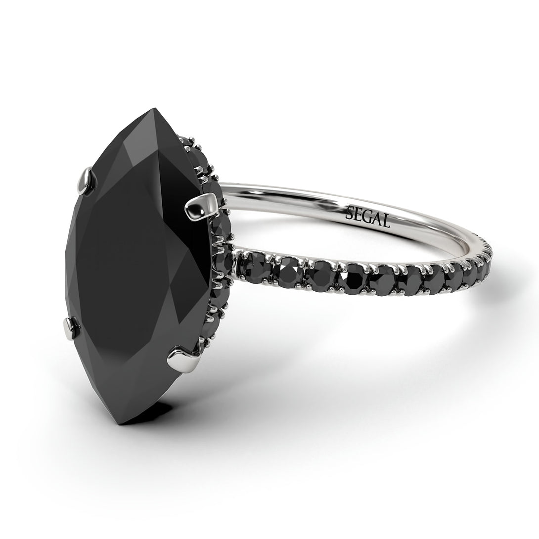 Hidden Halo Marquise Black Diamond Engagement Ring - Journey No. 39