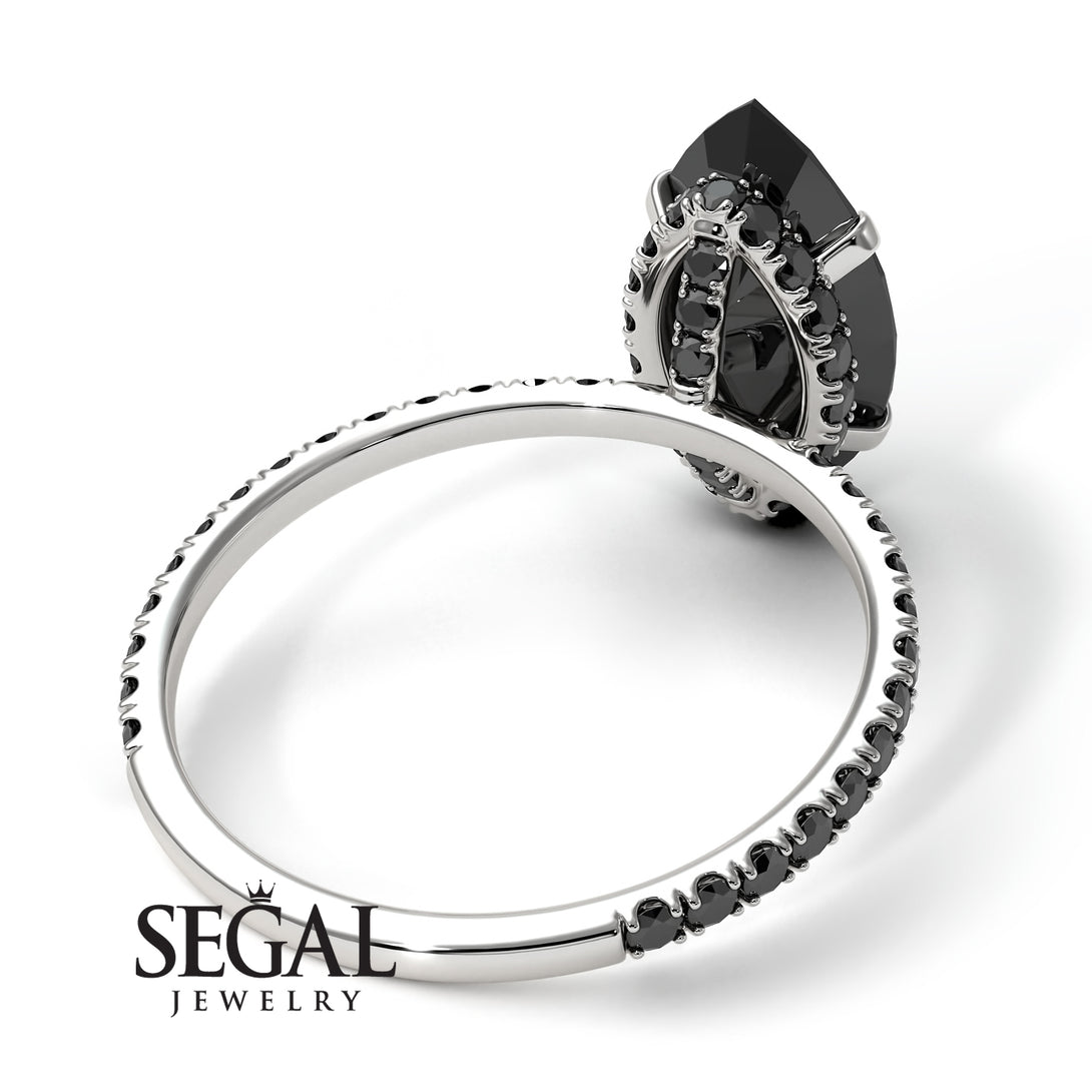 Hidden Halo Marquise Black Diamond Engagement Ring - Journey No. 39