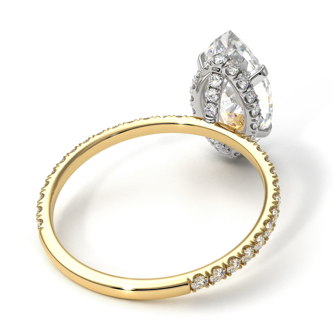 Two Tones Hidden Halo Marquise Diamond Engagement Ring - Journey No. 77
