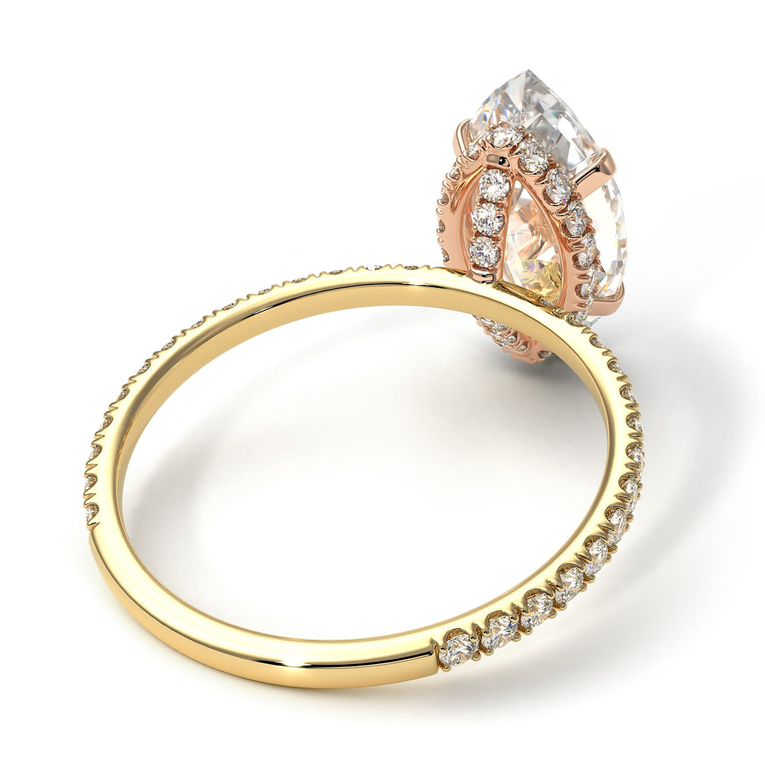 Two Tones Hidden Halo Marquise Diamond Engagement Ring - Journey No. 76