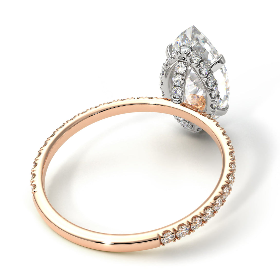 Two Tones Hidden Halo Marquise Diamond Engagement Ring - Journey No. 78
