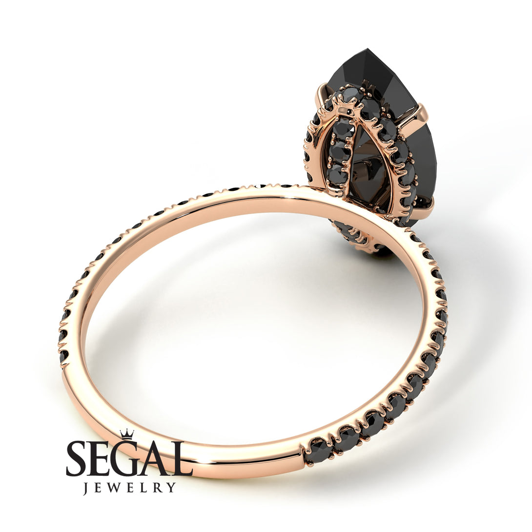 Hidden Halo Marquise Black Diamond Engagement Ring - Journey No. 38