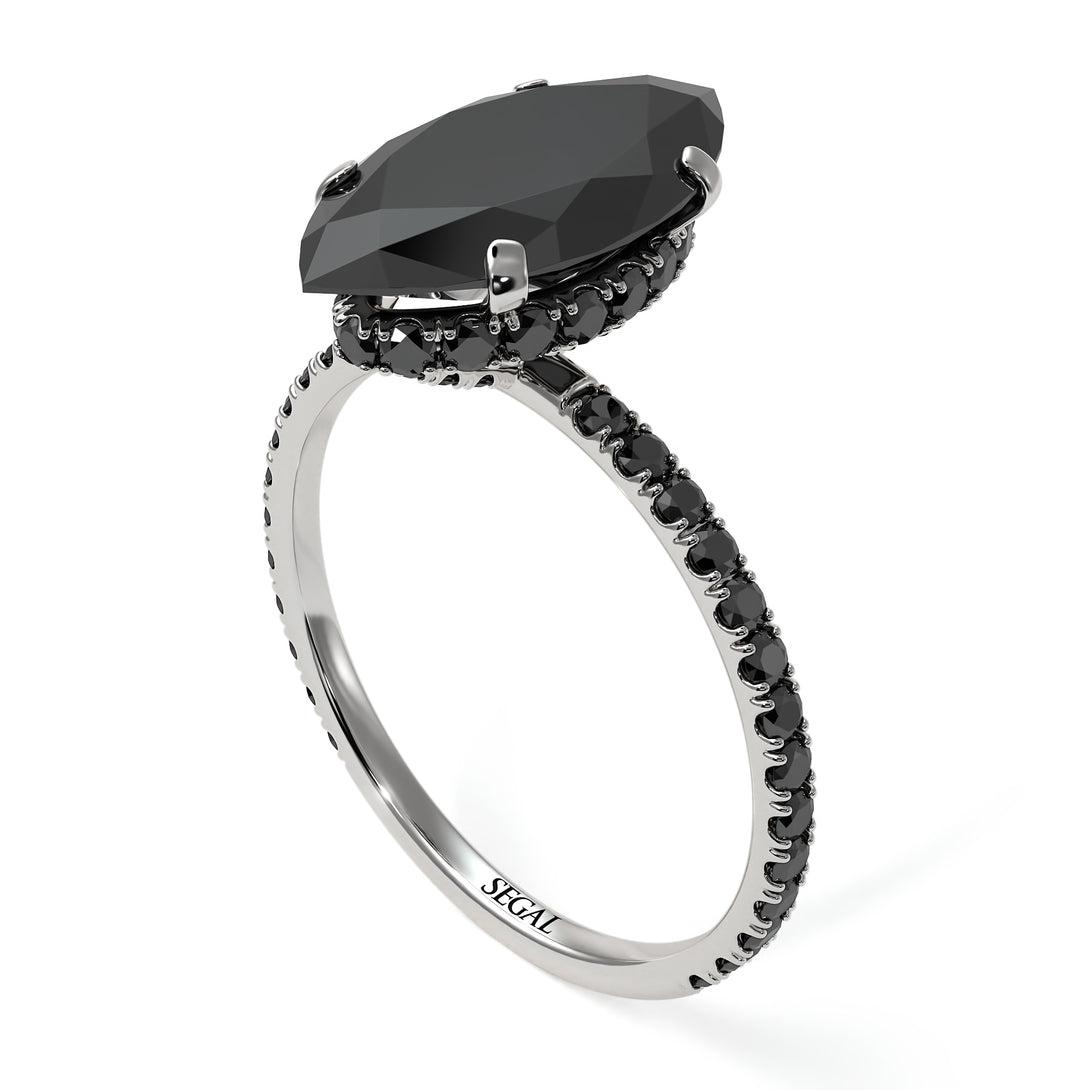 Hidden Halo Marquise Black Diamond Engagement Ring - Journey No. 39