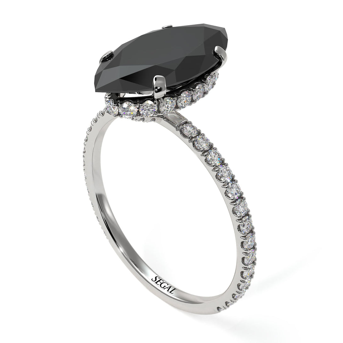 Salvador's Hidden Halo Marquise Black Diamond Engagement Ring - Journey No. 90