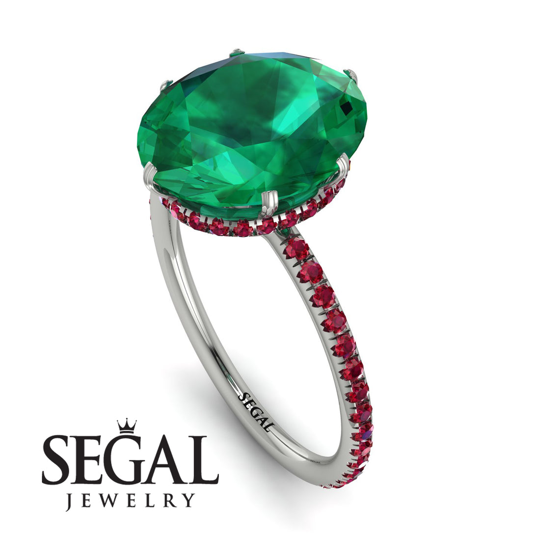 Hidden Halo Oval Emerald Engagement Ring - Gemma No. 51
