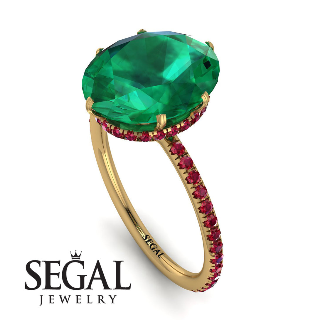Hidden Halo Oval Emerald Engagement Ring - Gemma No. 49