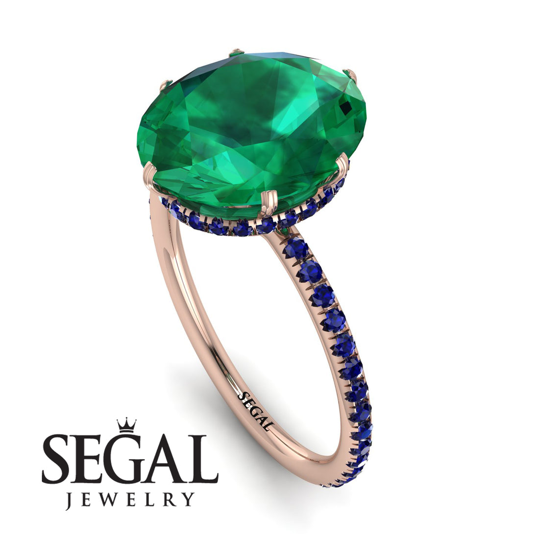 Hidden Halo Oval Emerald Engagement Ring - Gemma No. 65