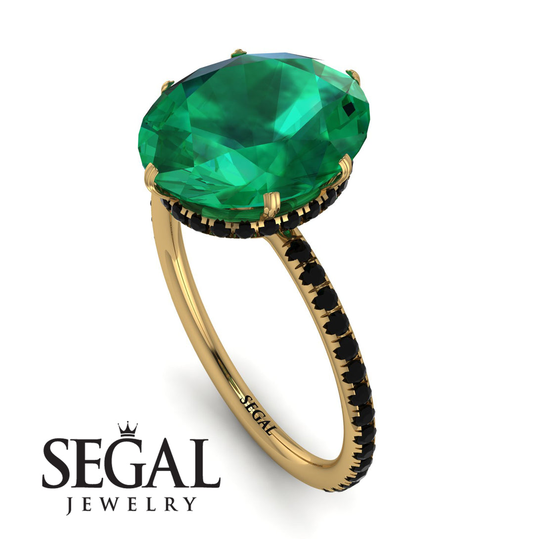 Hidden Halo Oval Emerald Engagement Ring - Gemma No. 34