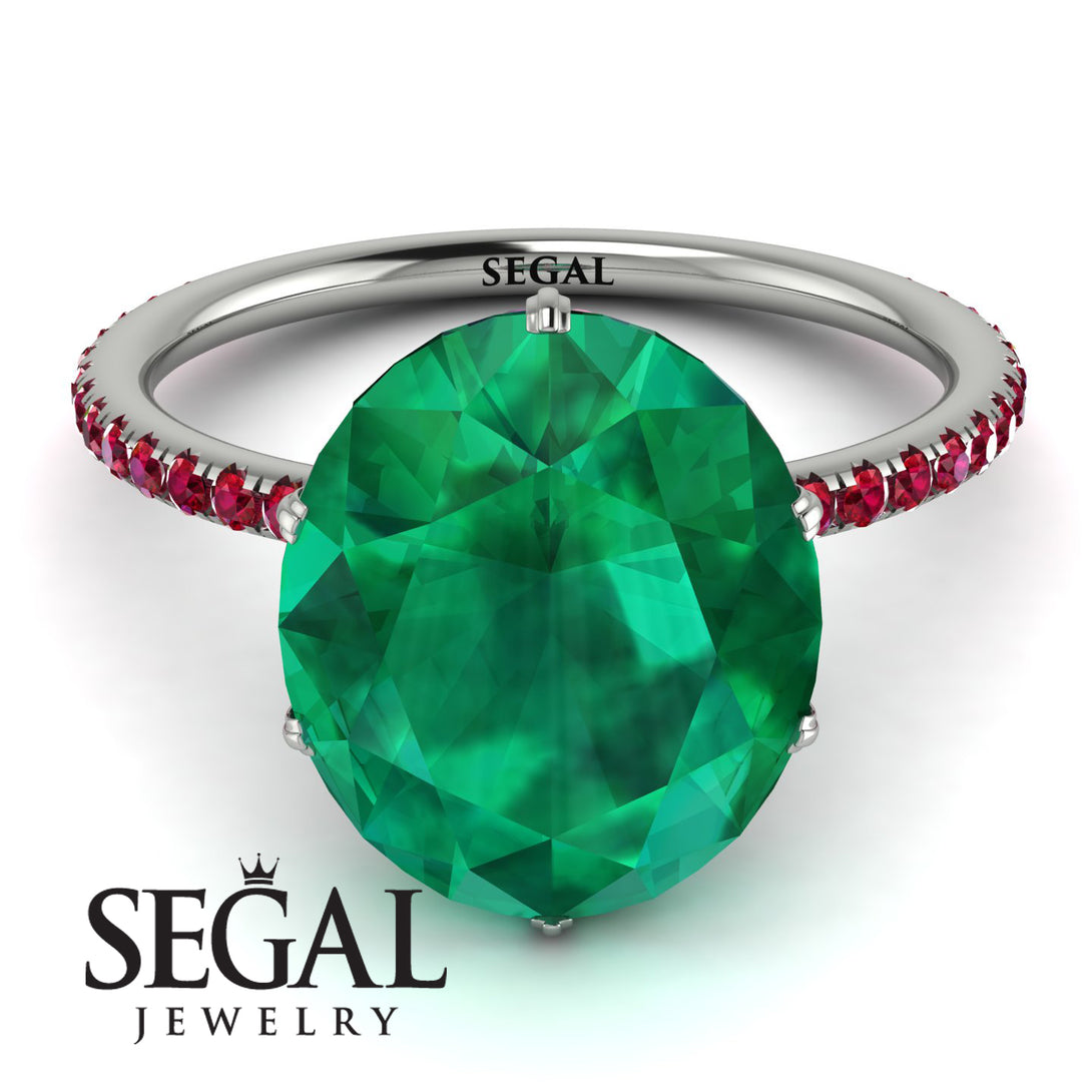 Hidden Halo Oval Emerald Engagement Ring - Gemma No. 51