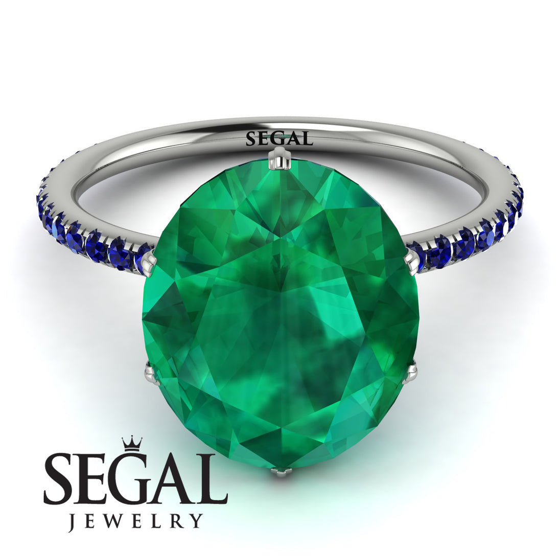 Hidden Halo Oval Emerald Engagement Ring - Gemma No. 66