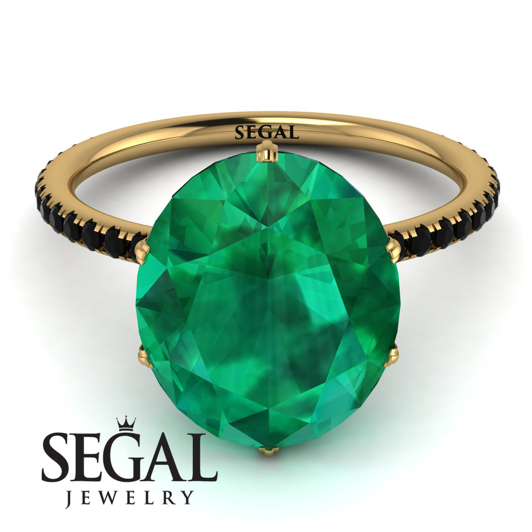 Hidden Halo Oval Emerald Engagement Ring - Gemma No. 34
