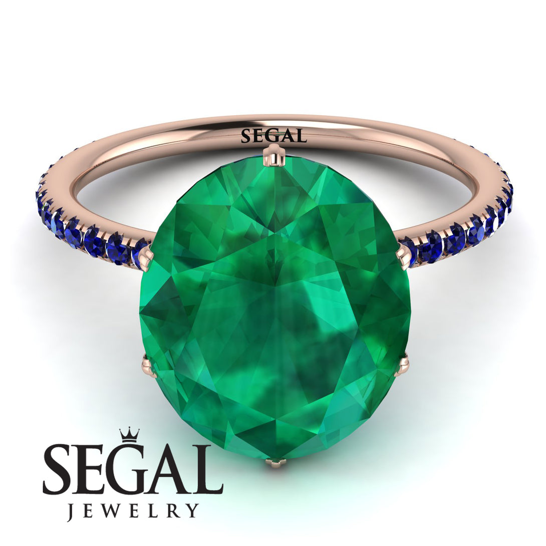 Hidden Halo Oval Emerald Engagement Ring - Gemma No. 65
