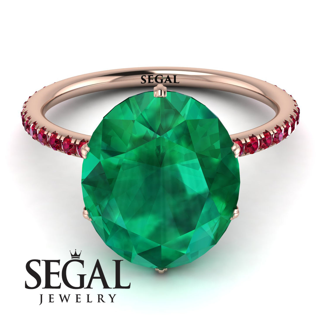 Hidden Halo Oval Emerald Engagement Ring - Gemma No. 50