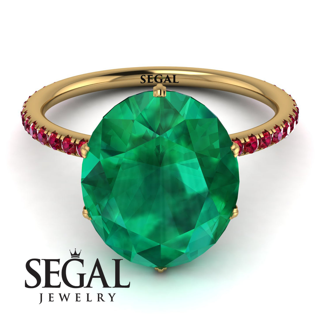 Hidden Halo Oval Emerald Engagement Ring - Gemma No. 49