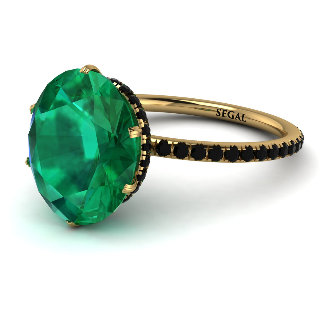 Hidden Halo Oval Emerald Engagement Ring - Gemma No. 34