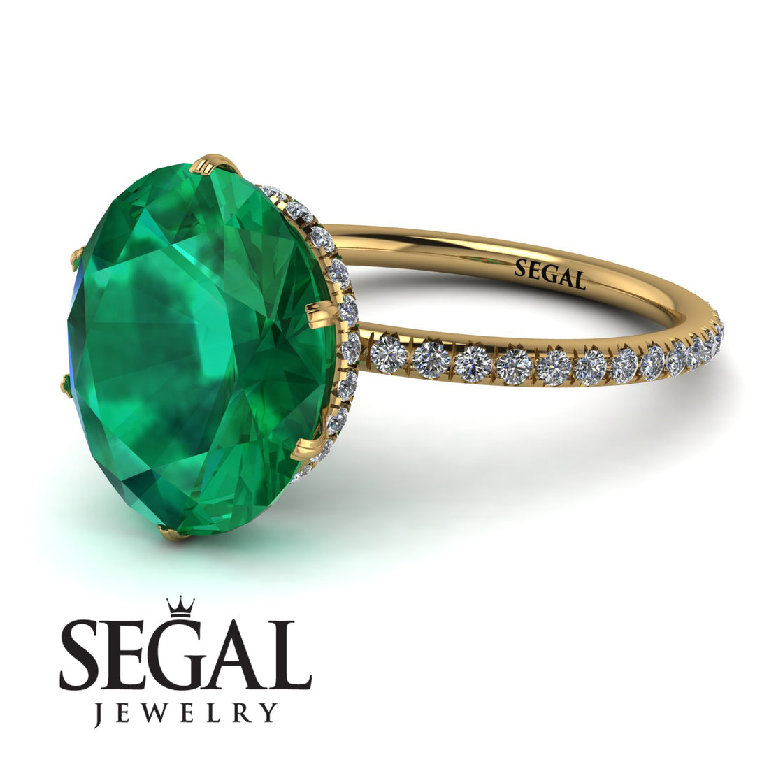 Hidden Halo Oval Emerald Engagement Ring - Gemma No. 4