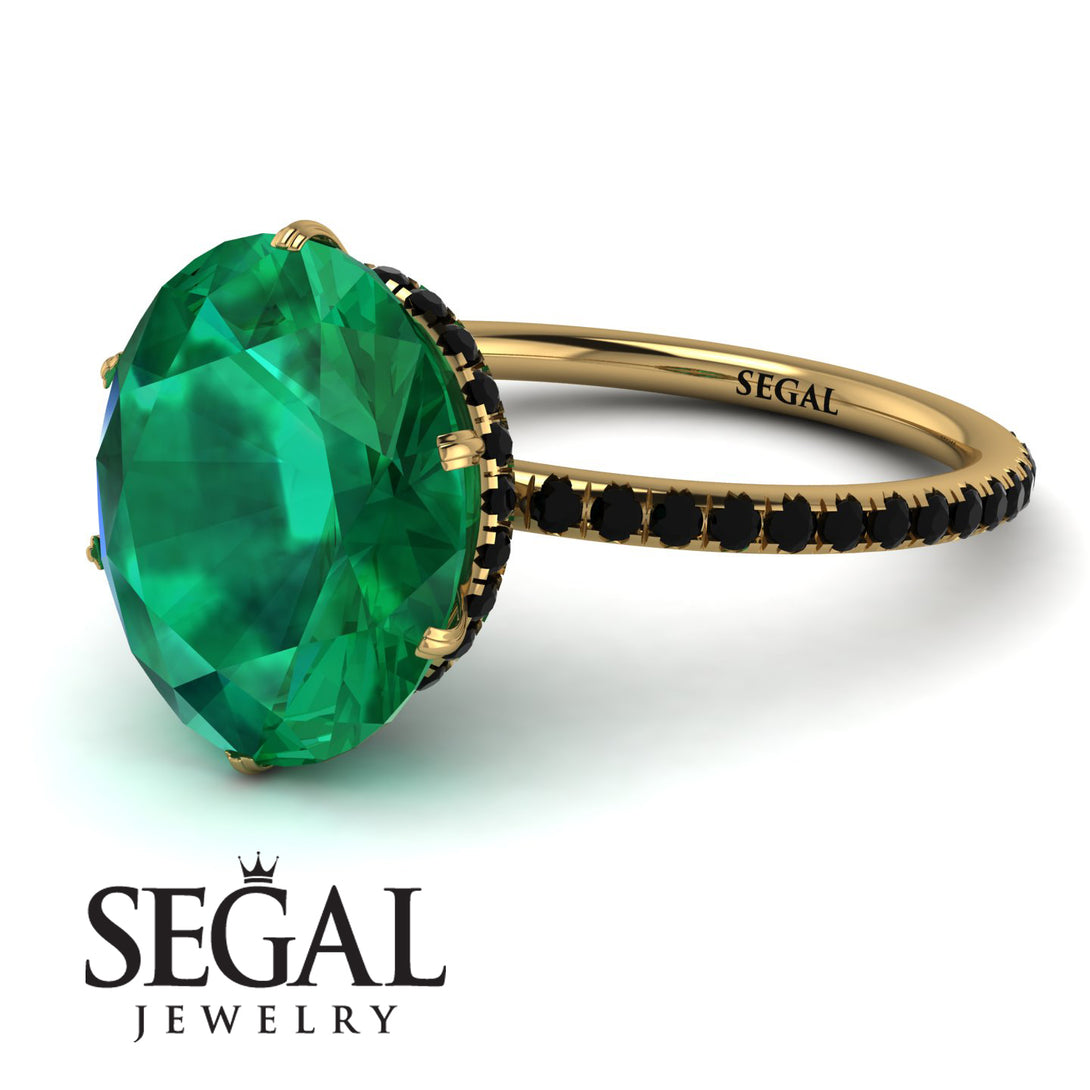 Hidden Halo Oval Emerald Engagement Ring - Gemma No. 34