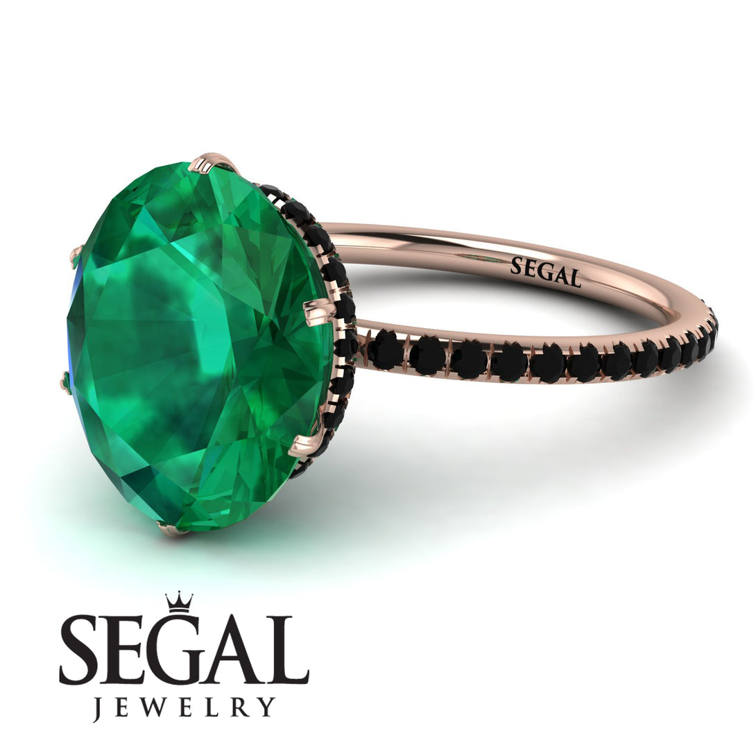 Hidden Halo Oval Emerald Engagement Ring - Gemma No. 35