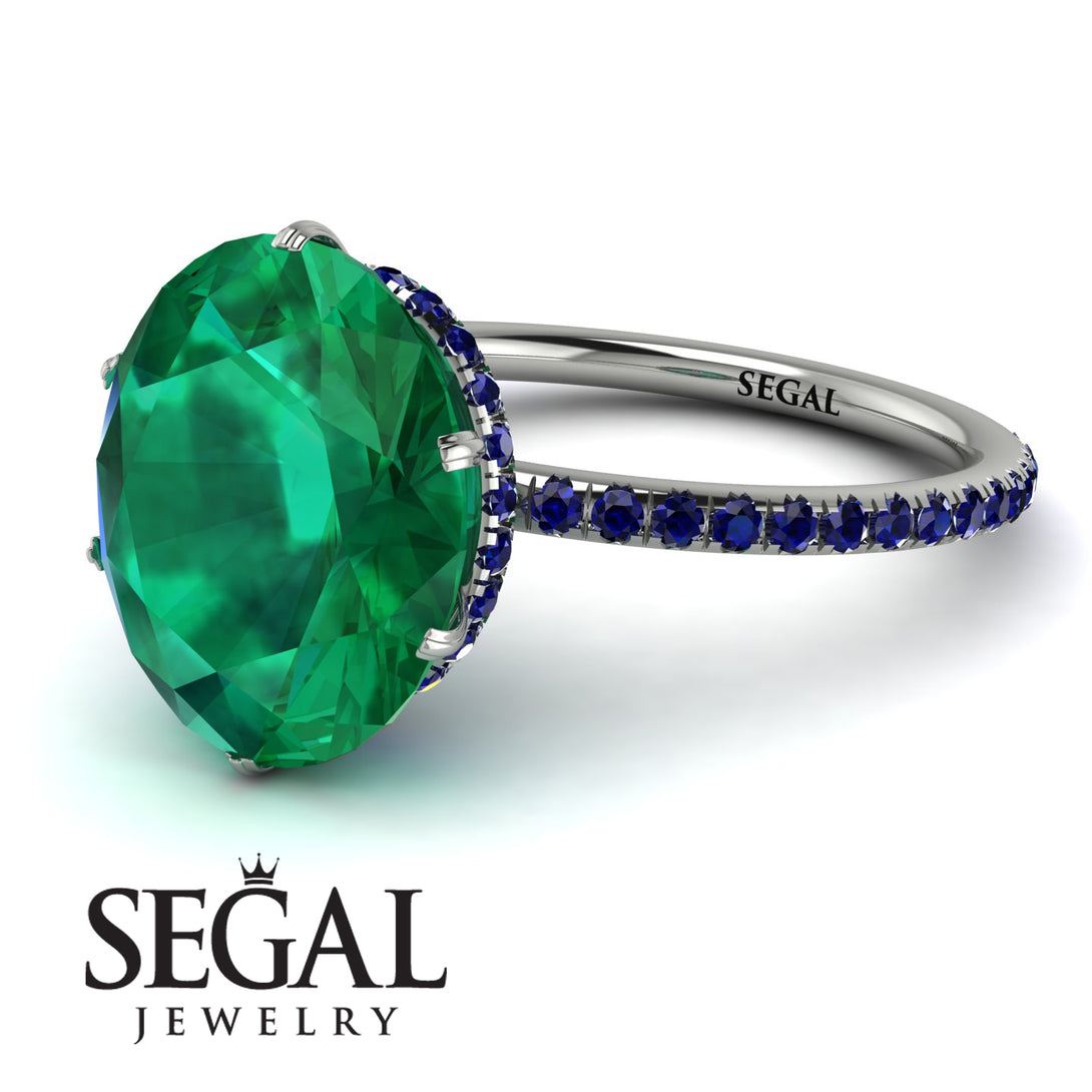 Hidden Halo Oval Emerald Engagement Ring - Gemma No. 66