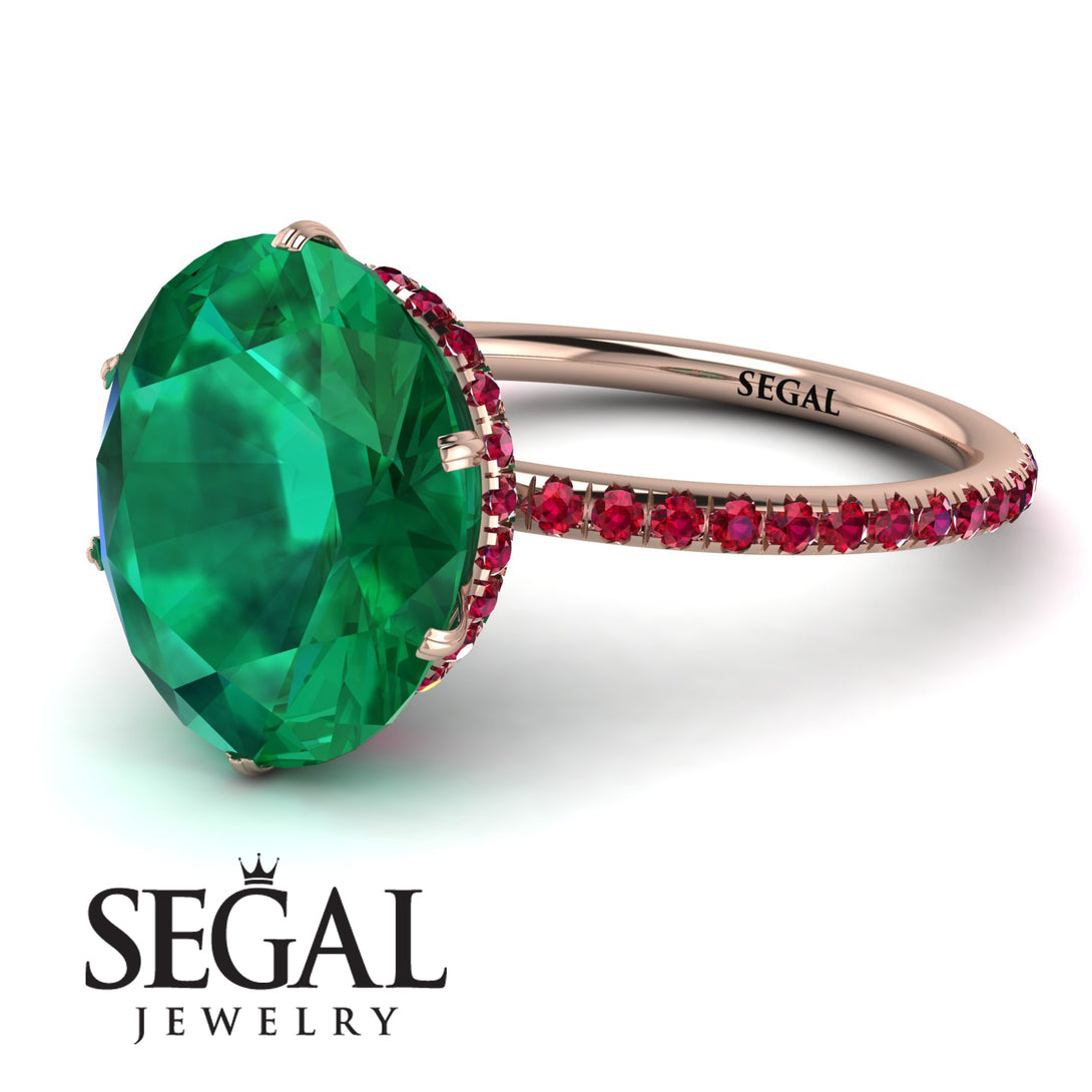 Hidden Halo Oval Emerald Engagement Ring - Gemma No. 50
