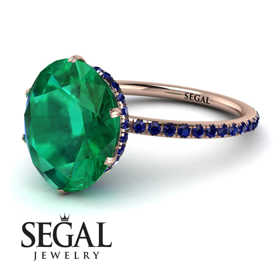 Hidden Halo Oval Emerald Engagement Ring - Gemma No. 65