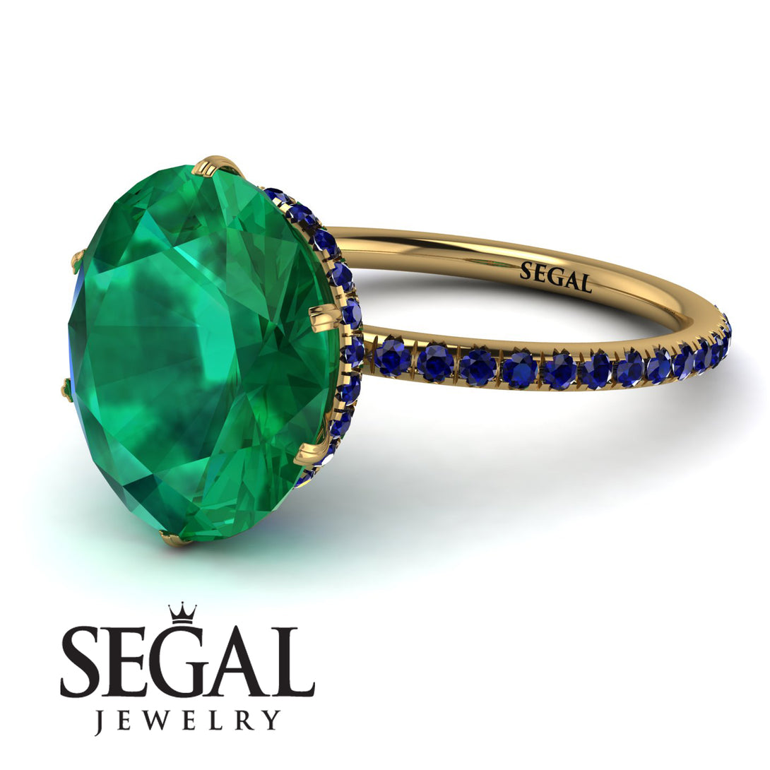 Hidden Halo Oval Emerald Engagement Ring - Gemma No. 64