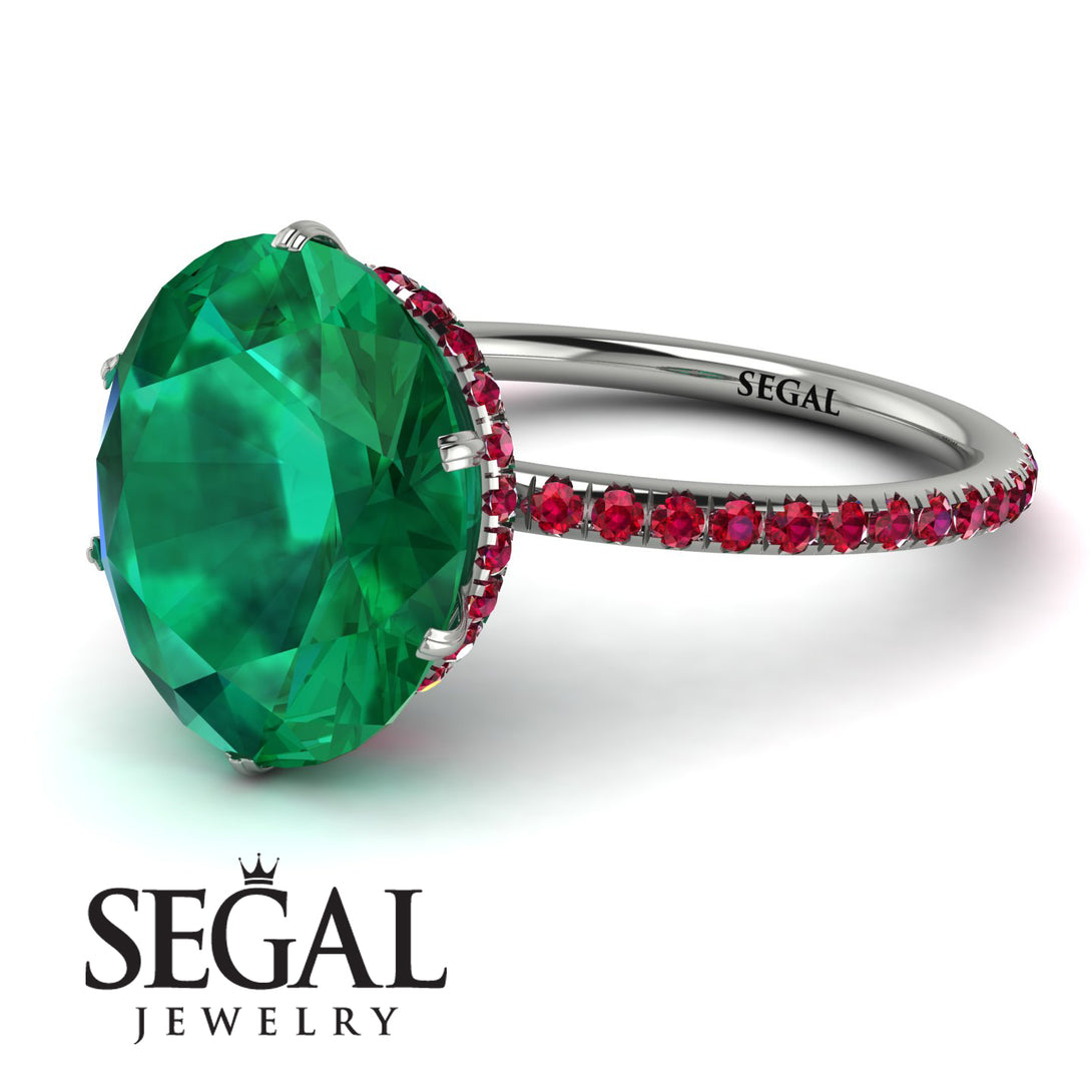 Hidden Halo Oval Emerald Engagement Ring - Gemma No. 51