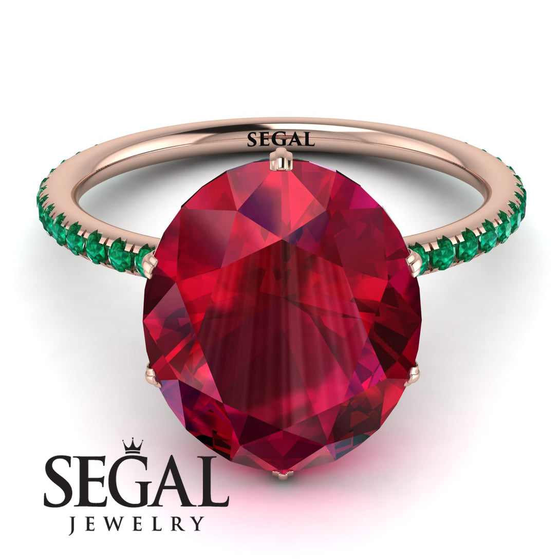 Hidden Halo Oval Ruby Engagement Ring - Gemma No. 26