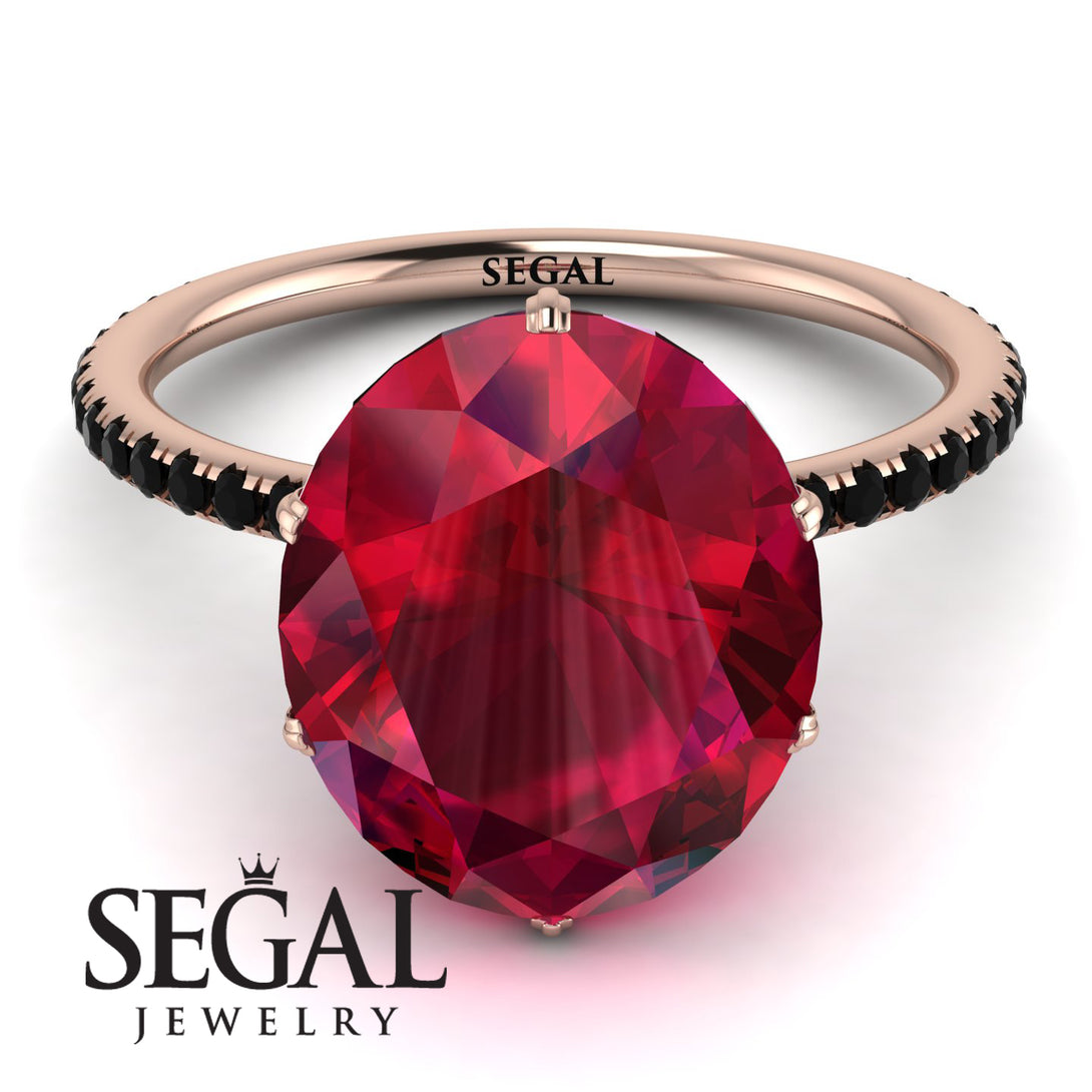 Hidden Halo Oval Ruby Engagement Ring - Gemma No. 41