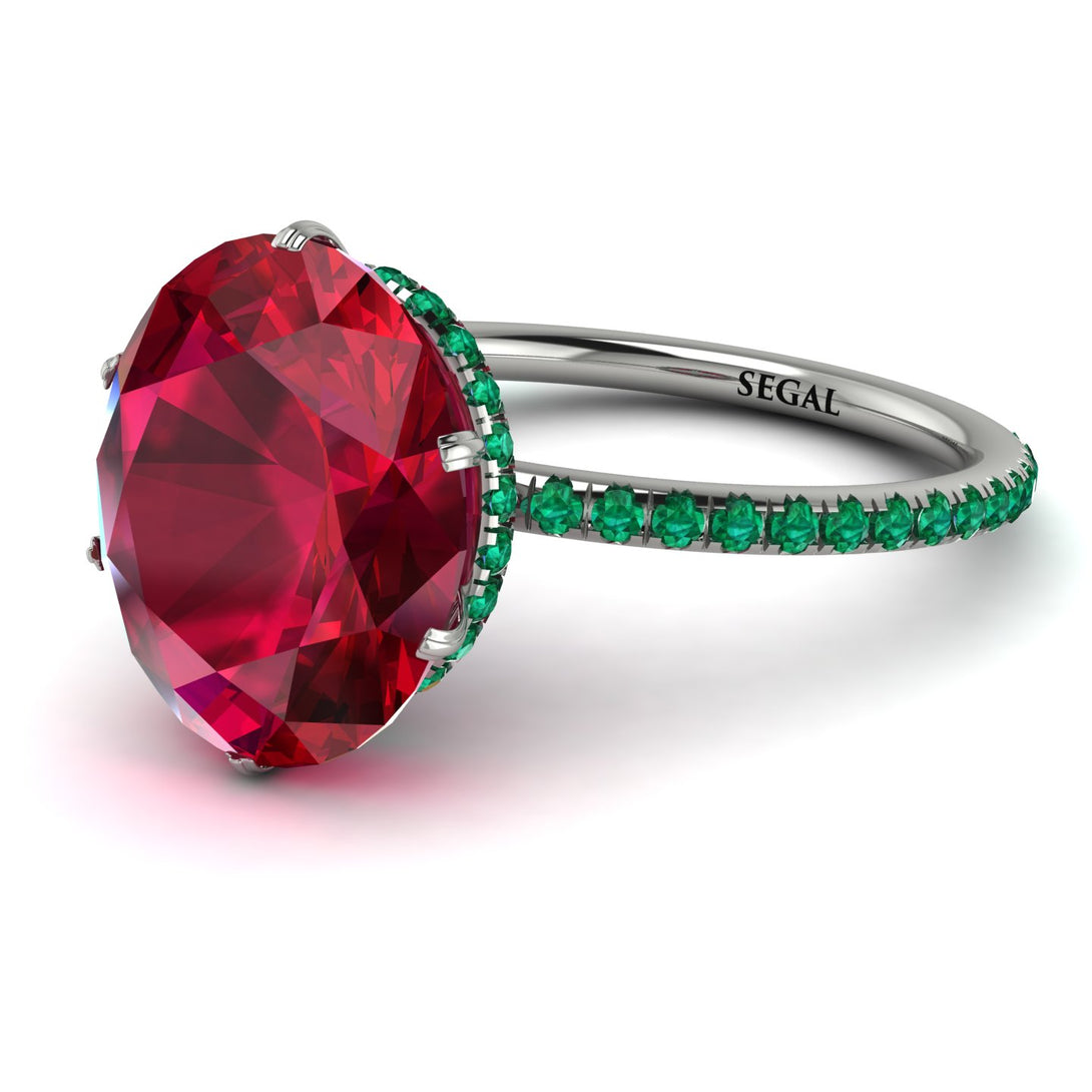 Hidden Halo Oval Ruby Engagement Ring - Gemma No. 27