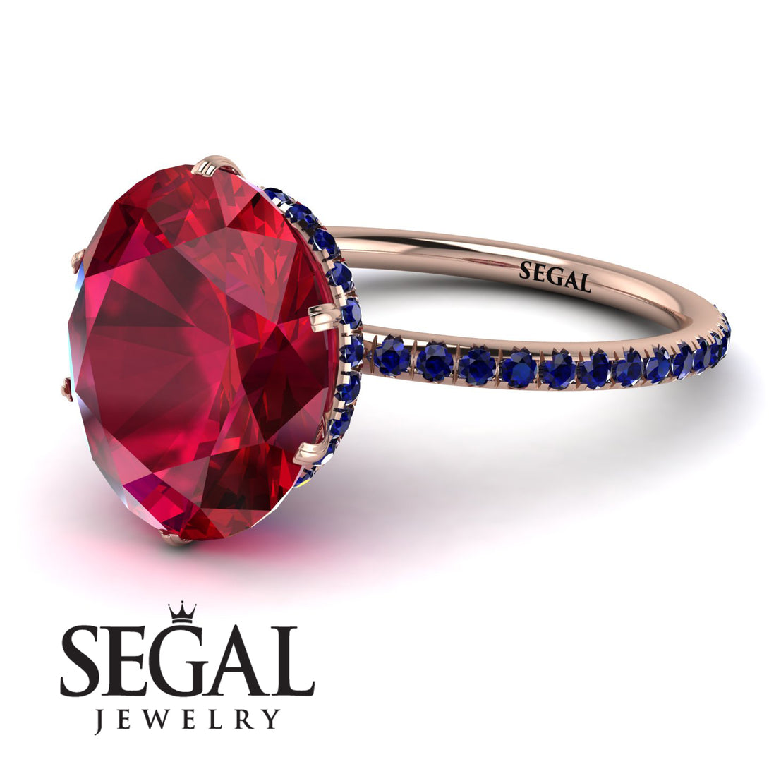 Hidden Halo Oval Ruby Engagement Ring - Gemma No. 71