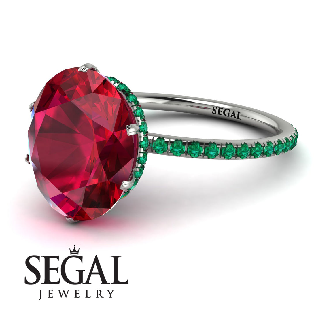Hidden Halo Oval Ruby Engagement Ring - Gemma No. 27