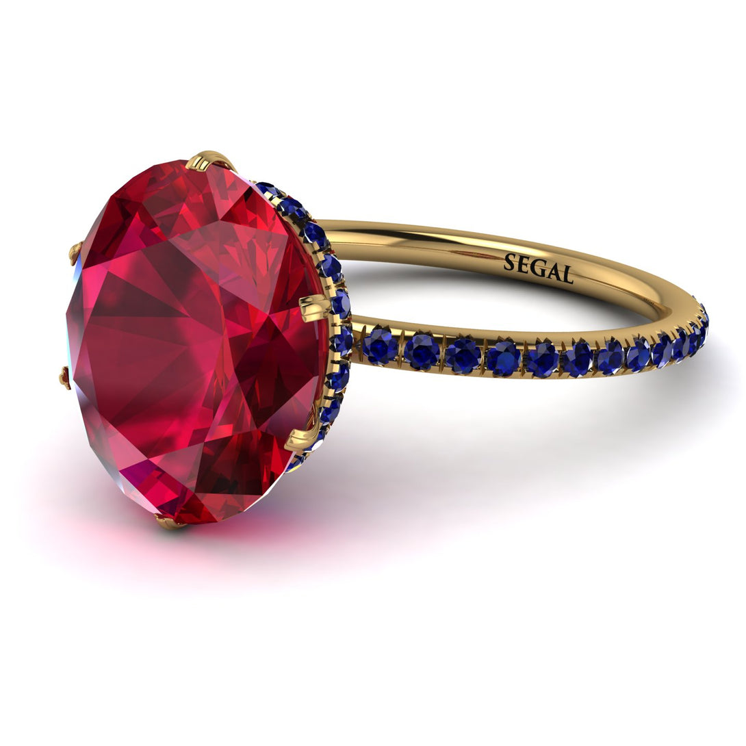 Hidden Halo Oval Ruby Engagement Ring - Gemma No. 70