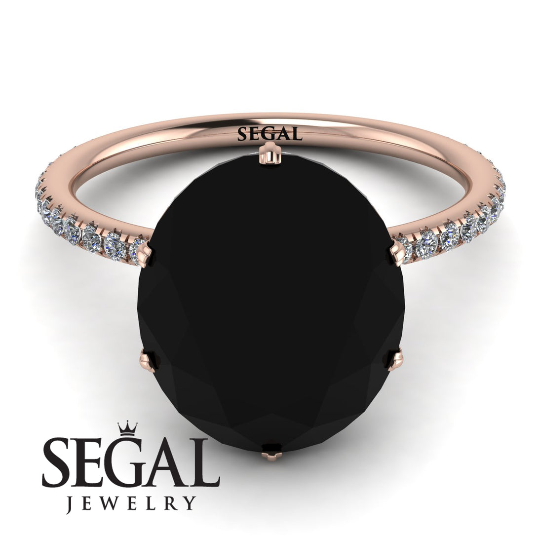Hidden Halo Oval Black Diamond Engagement Ring - Gemma No. 8