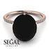 Hidden Halo Oval Black Diamond Engagement Ring - Gemma No. 8
